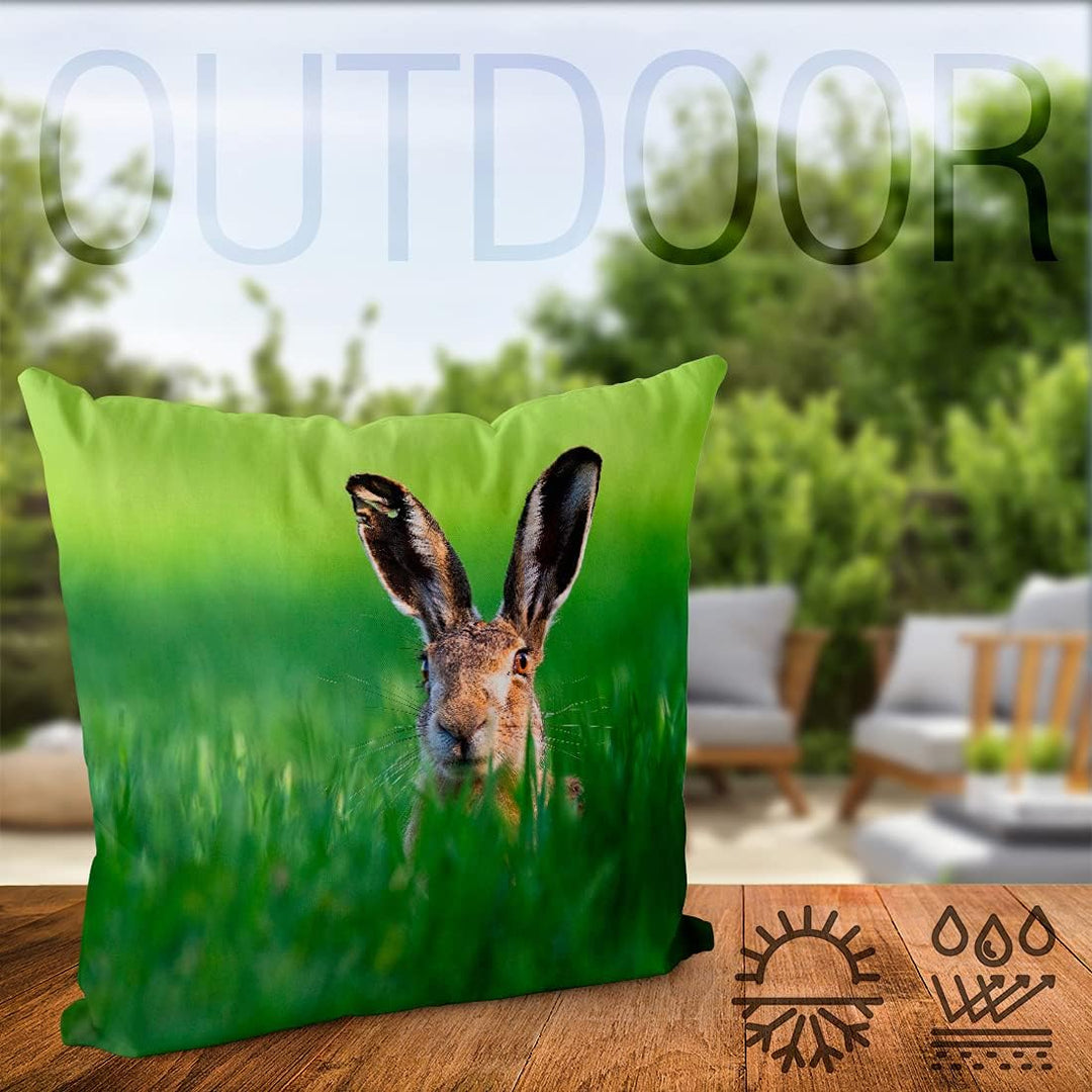 VOID Hase Wiese Sommer Kissenbezug 50x50 Kissenhülle Polyester Zierkissen Couchkissen Ostern Osterde