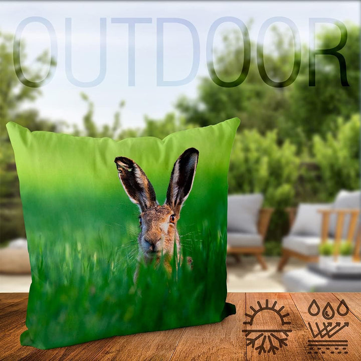 VOID Hase Wiese Sommer Kissenbezug 50x50 Kissenhülle Polyester Zierkissen Couchkissen Ostern Osterde