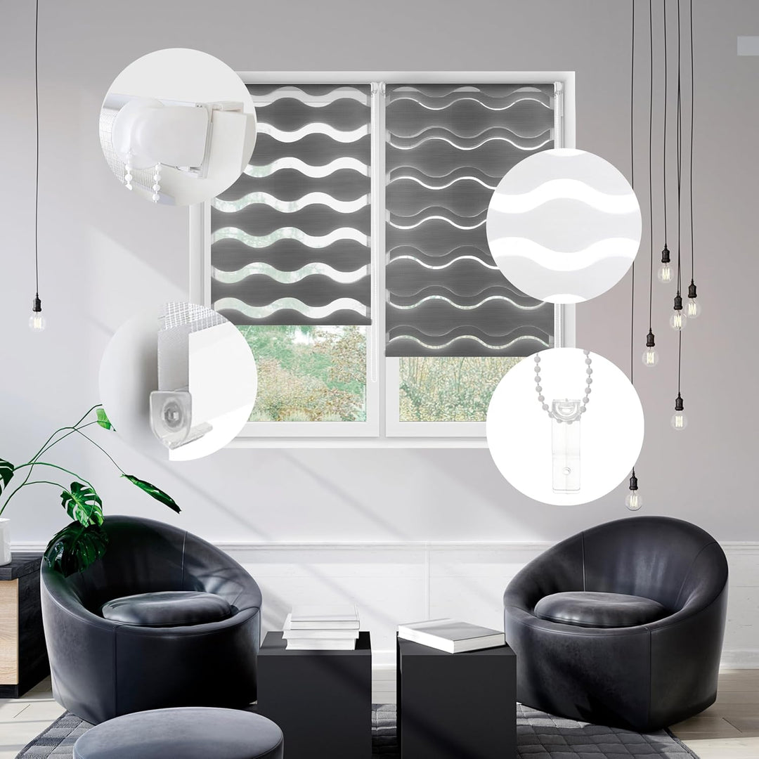 Blindecor - Luna doppelrollo klemmfix ohne bohren - duo rollo klemmfix Anthrazit - 97 x 150 cm (Brei