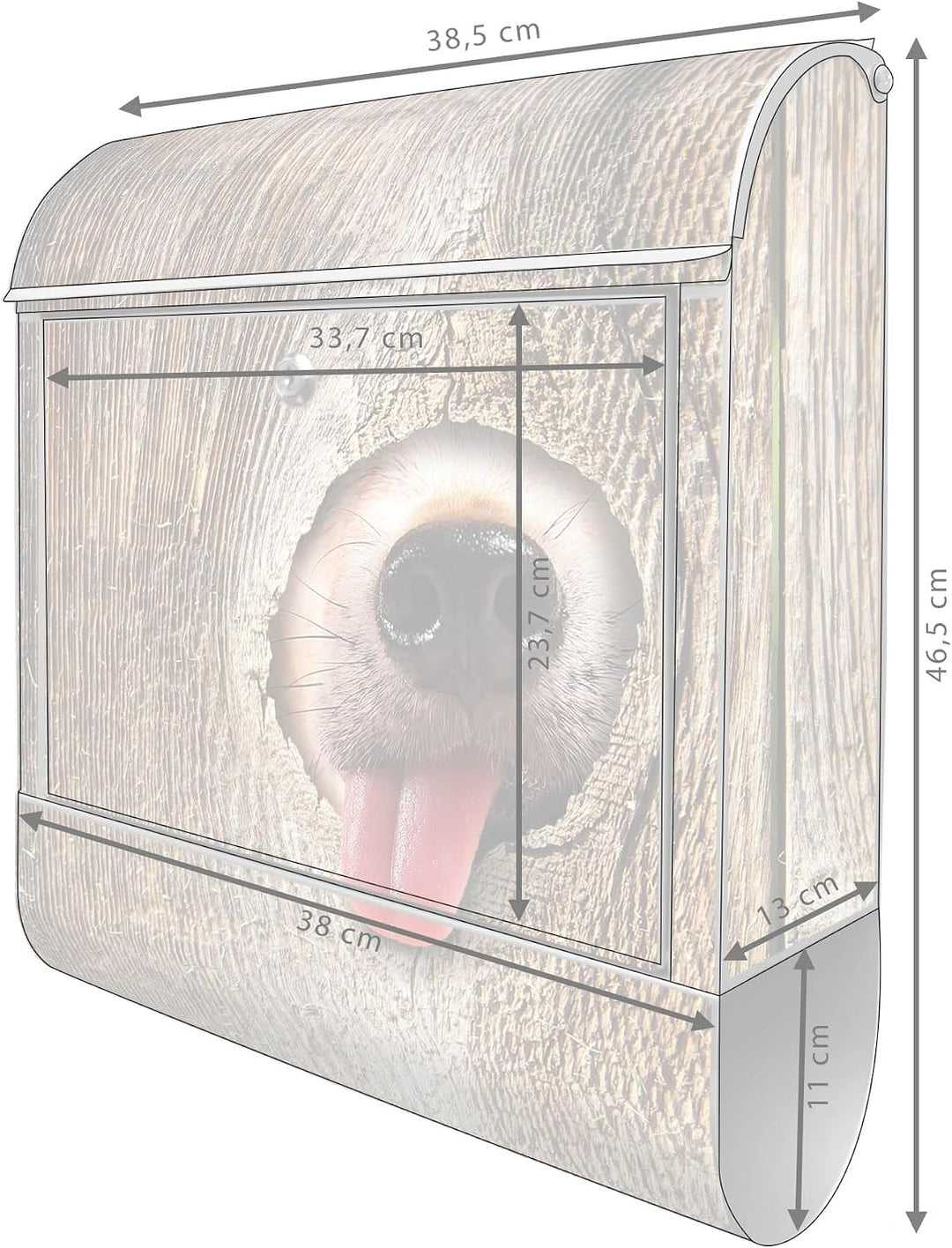 banjado® Design Briefkasten mit Motiv Rumschnüffeln 39x47x14cm &amp; 2 Schlüssel - Briefkasten Stahl Sil