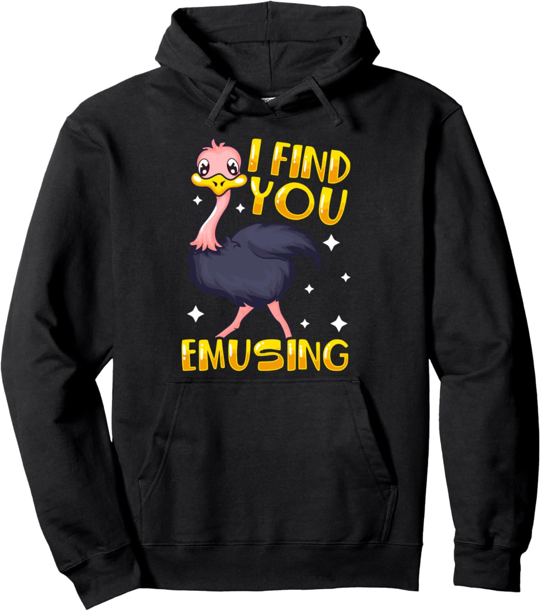I Find You Emusing Cute & Funny Emu Pun Pullover Hoodie