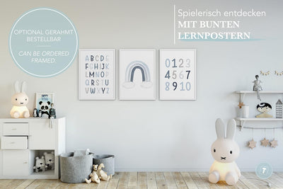 Papierschmiede® Kinderposter 3er Set Lernposter, B2 (50x70 cm) Wanddeko, Geschenk für Jungen Kinderz