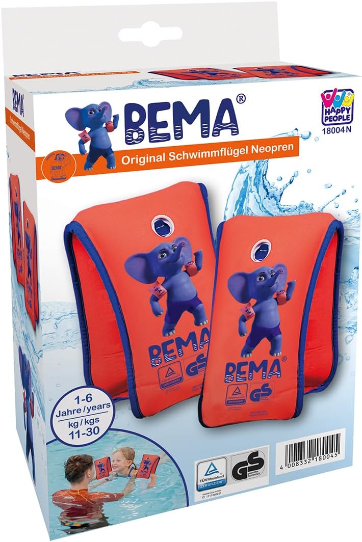 Bema 18004 - Neopren Schwimmflügel Schwimmlernhilfe für Kinder mit Doppelluftkammern und Sicherheits
