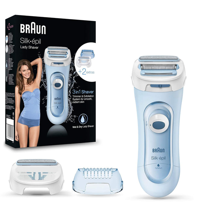 Braun Silk-épil Lady Shaver, Damenrasierer elektrisch, 3-in-1 Elektrischer Rasierer, Trimmer- und Pe