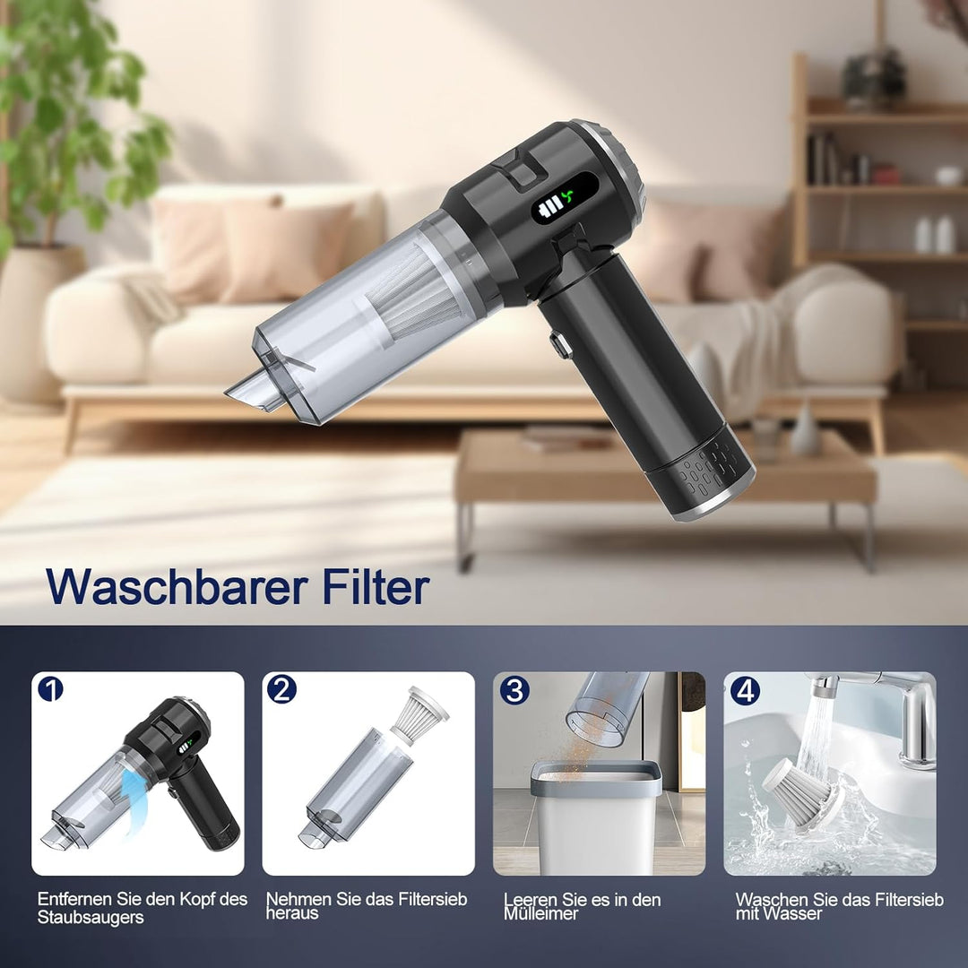 Schnurloser Handstaubsauger,Wiederaufladbarer,Tragbarer,Leichter Staubbläser,22000PA Starke Saugkraf