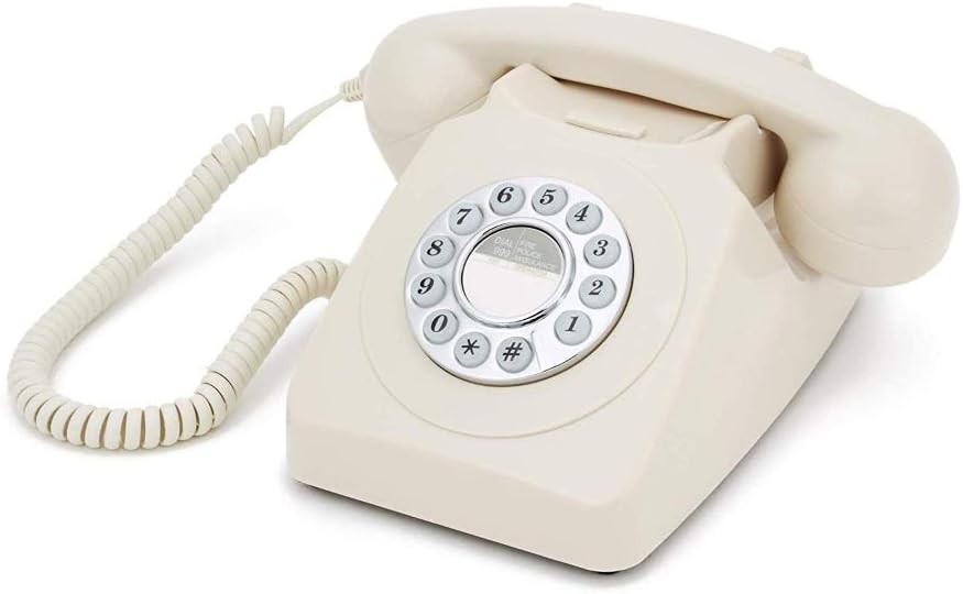 GPO 746 Retro Festnetztelefon im Stil der 70er Jahre mit Druckknopf-authentischer Klingelton- Creme