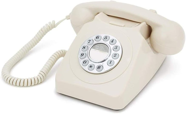 GPO 746 Retro Festnetztelefon im Stil der 70er Jahre mit Druckknopf-authentischer Klingelton- Creme
