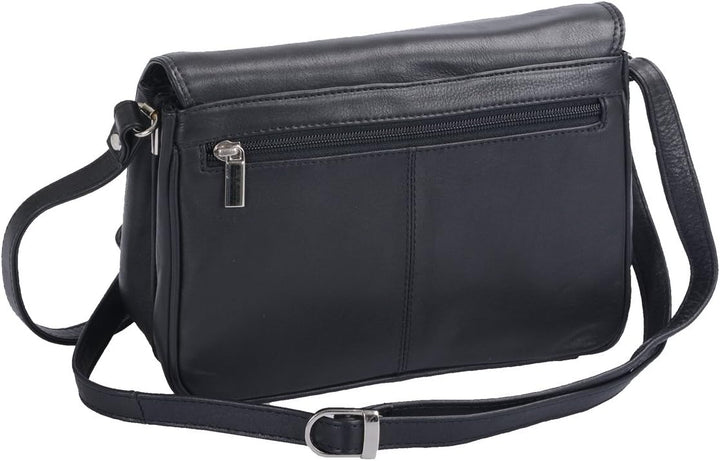 LOUANA Damenhandtasche Echt-Leder, 24x18x9cm Schwarz, Schwarz