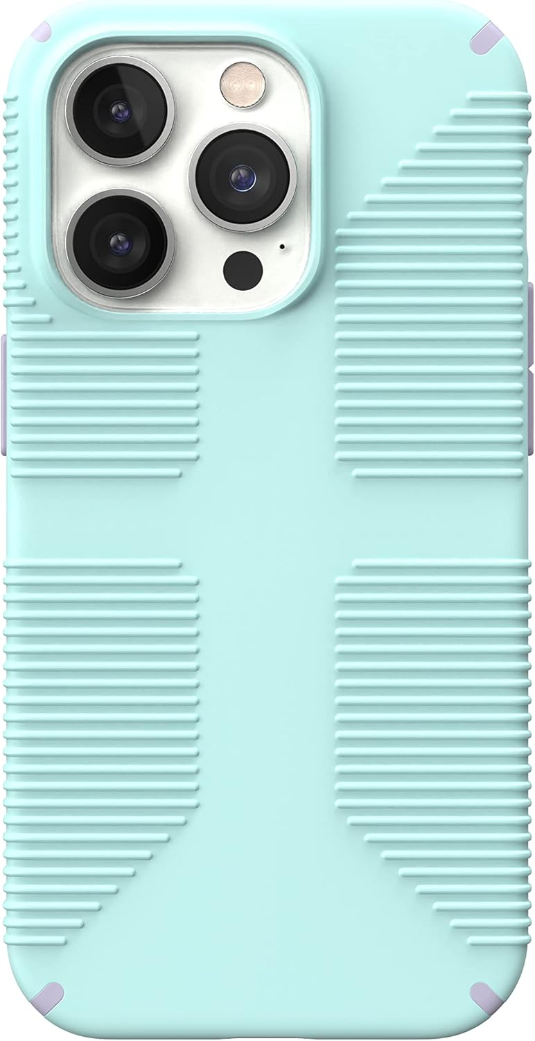 Speck Products Gemshell Grip Case passend für iPhone 14 Pro, 6,1 Zoll Modell, Helles Cyan/Lila, Hell
