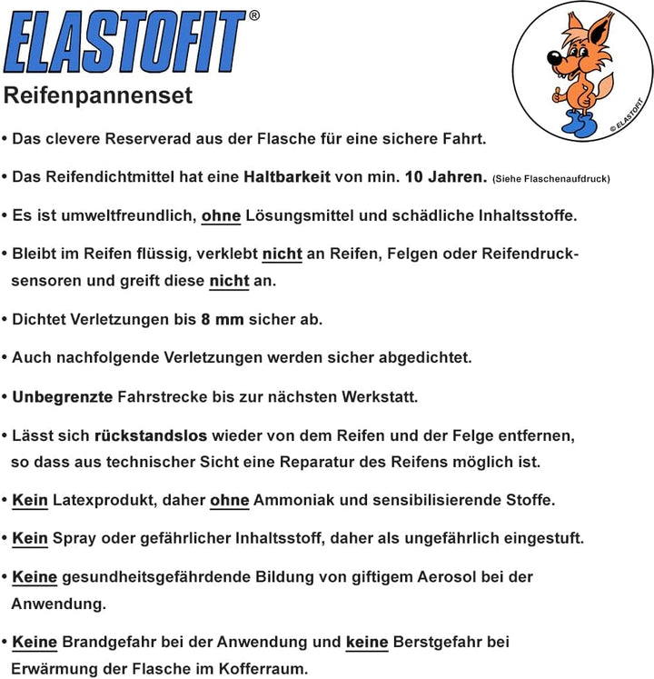 ELASTOFIT Reifenpannenset Compact Plus für alle PKW 12V Kompressor, Compact Plus
