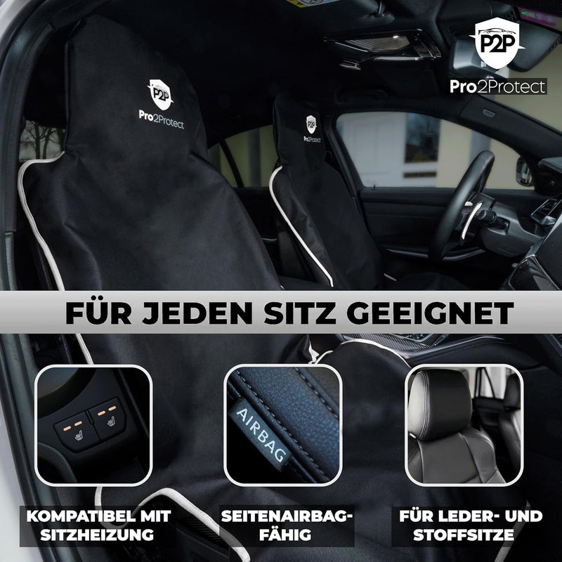 Pro2Protect [ Test SEHR GUT Autositzschoner Vordersitze | WASSERDICHT | 2er Set | Autositzbezüge,Sit