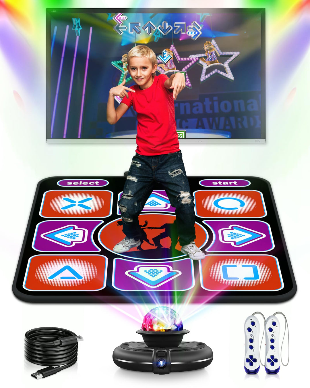 Kinder Tanzmatte mit kabellosem Controller, rutschfestes Tanzmatte für TV mit Kamera, Spass Tanzspie