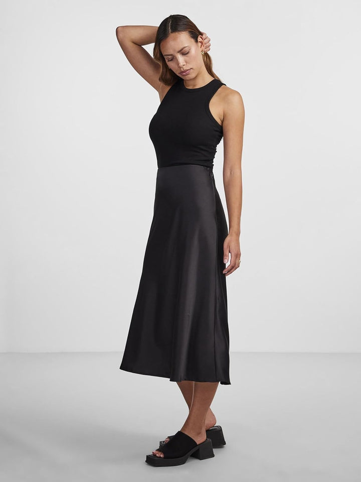 YAS Damen Yaspella Hw Midi Skirt S. Noos Rock XS Schwarz, XS Schwarz