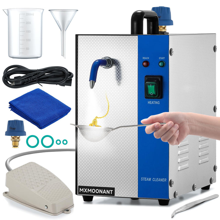 Mxmoonant Schmuckdampfreiniger, 2L Tank, 0.8L Flüssigkeitsinhalt, 1200W, Edelstahl, mit Pinzette, fe
