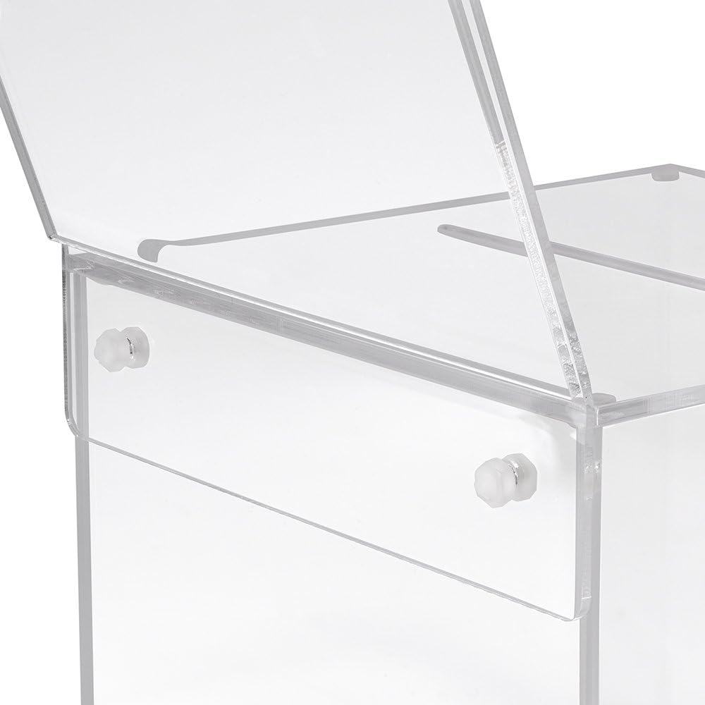 Losbox aus Acrylglas in 150x150x150mm mit Schloss und Topschild 150x150mm - Zeigis® / Spendenbox/Akt