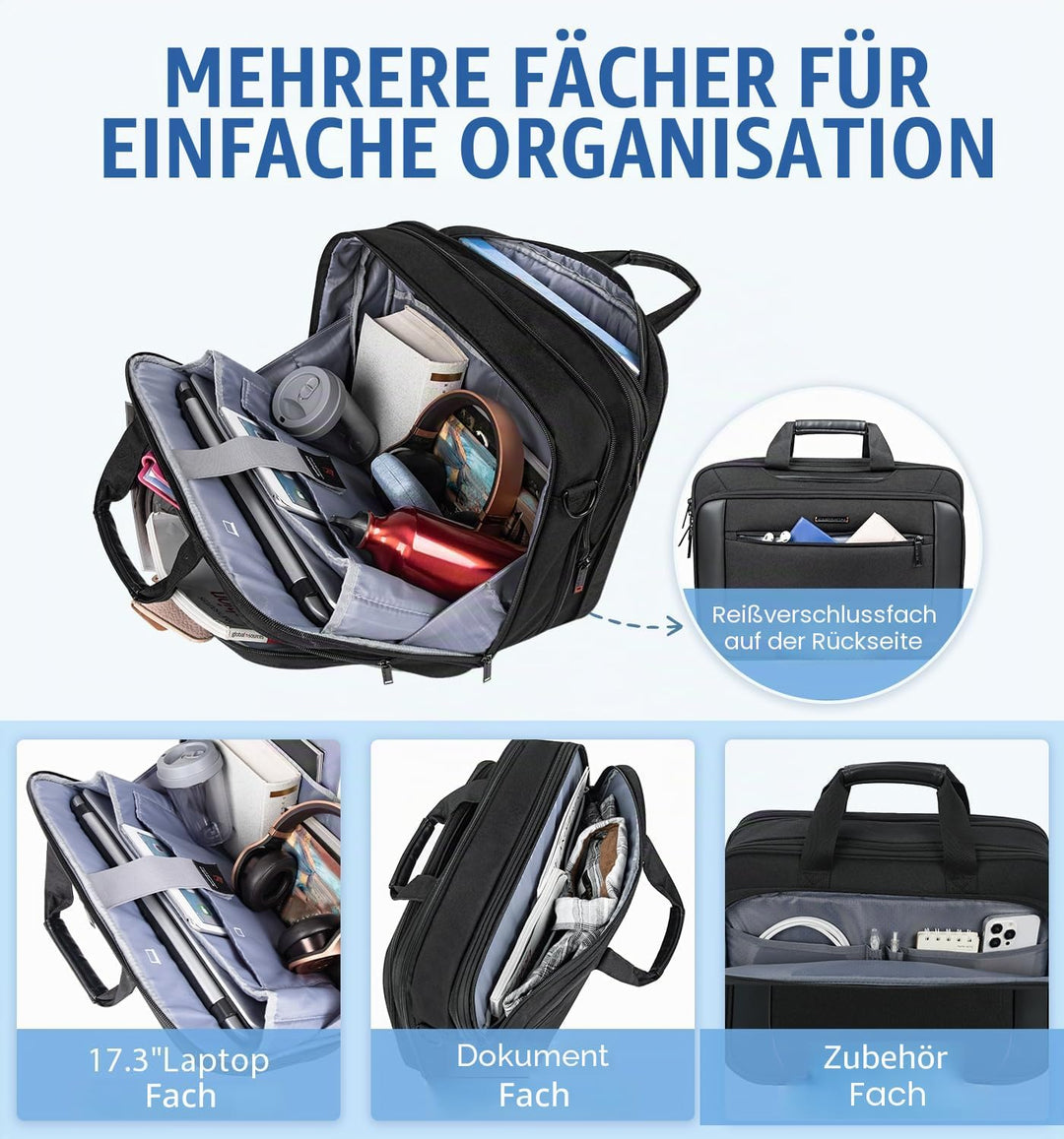 EMPSIGN Laptoptasche 17,3 Zoll Laptop Tasche Business Aktentasche Notebook Tasche Wasserabweisend Co