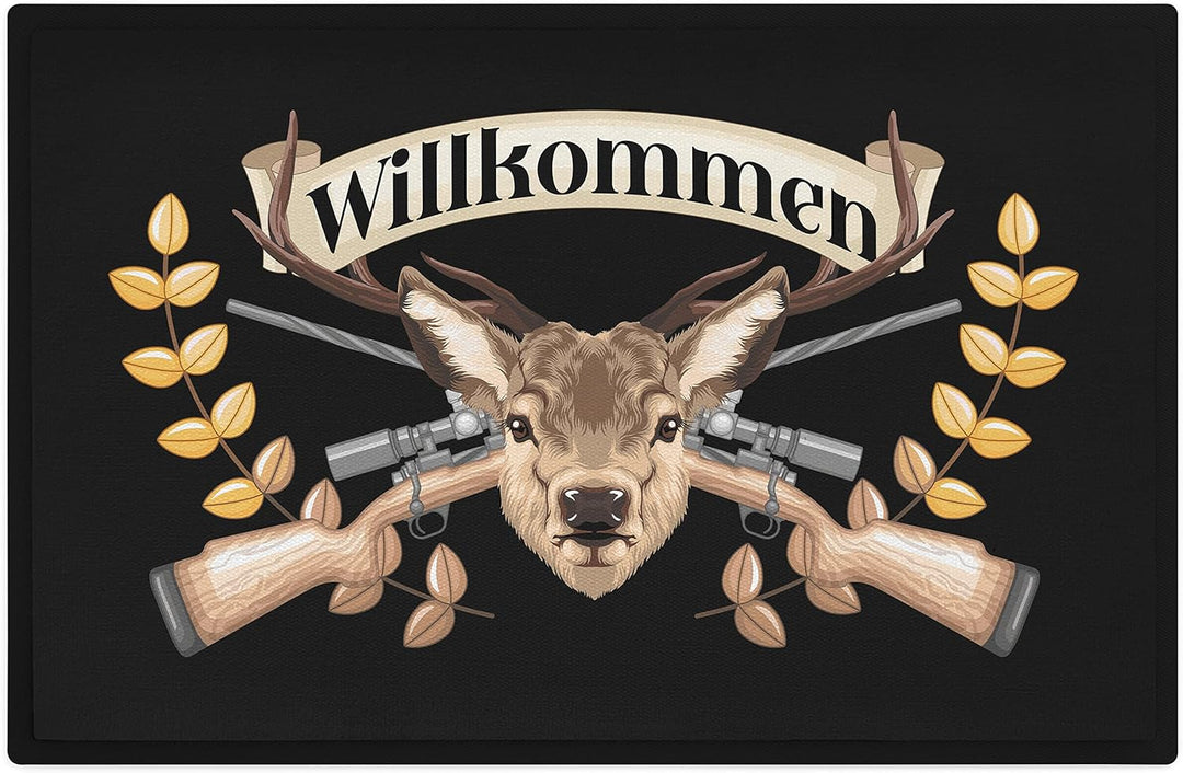 Trendation - Willkommen Fussmatte Grafik Schmutzfangmatte Geschenk Aussen Innenbereich 60x40 cm Wasc