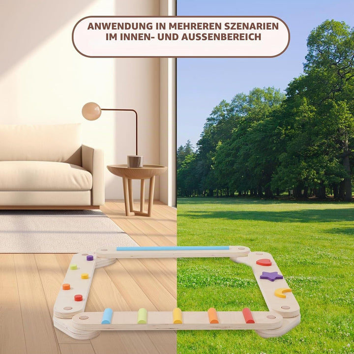 Holz Kleinkinder Schwebebalken Bunte Hindernisstange,Balancierbalken Kinder Montessori Spielzeug für