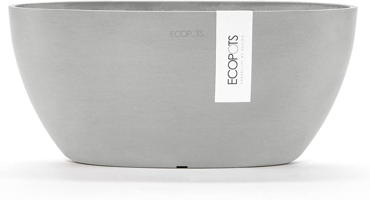 Ecopots Pflanzschale Sofia Dunkel Hell Grau - 30 x 13 cm oval gross - Pflanzentopf aus Recycling Kun