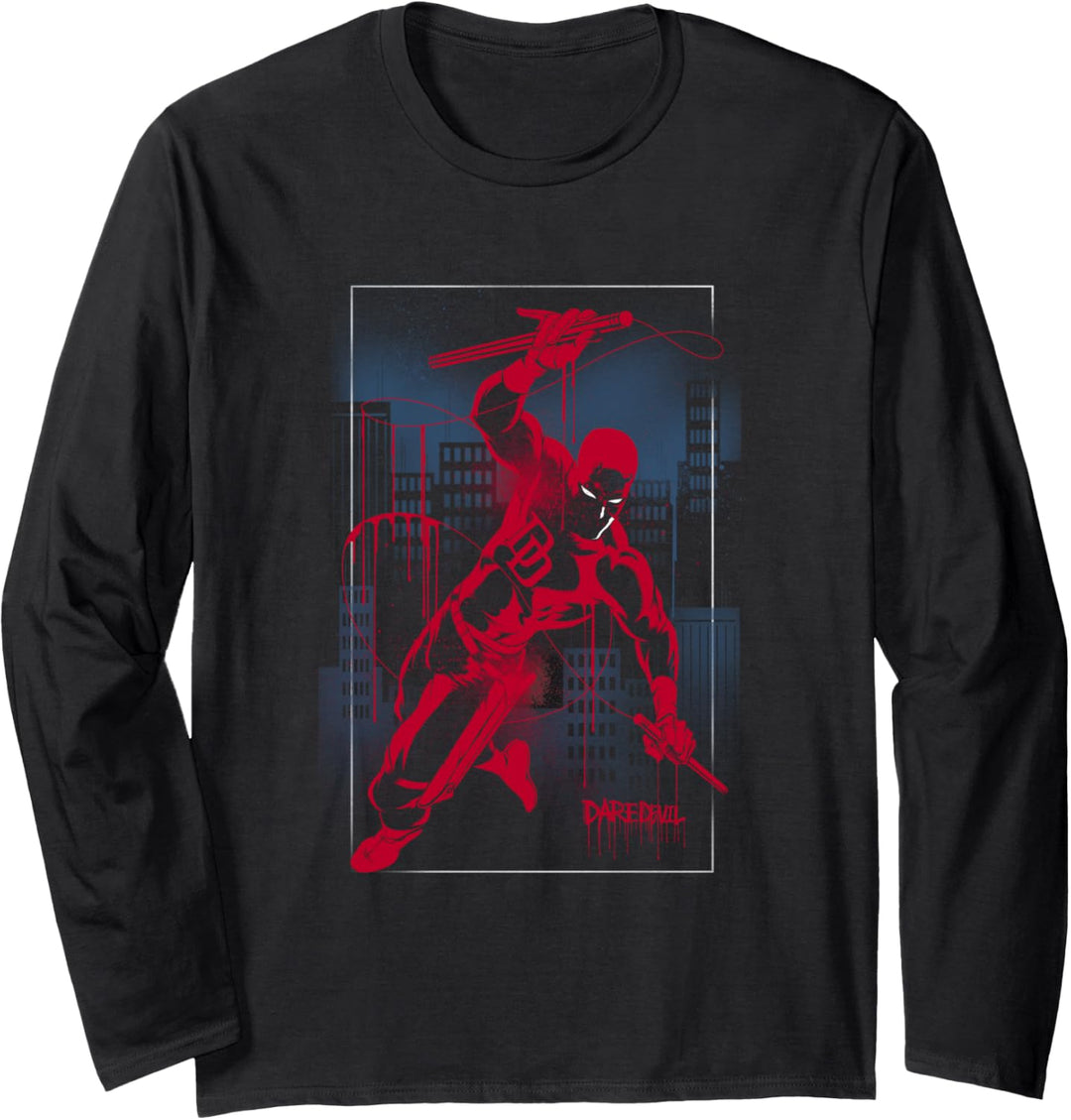 Marvel Daredevil Slide Splatter Portrait Langarmshirt