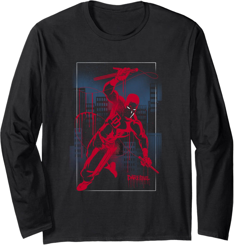 Marvel Daredevil City Skyline Graffiti Langarmshirt