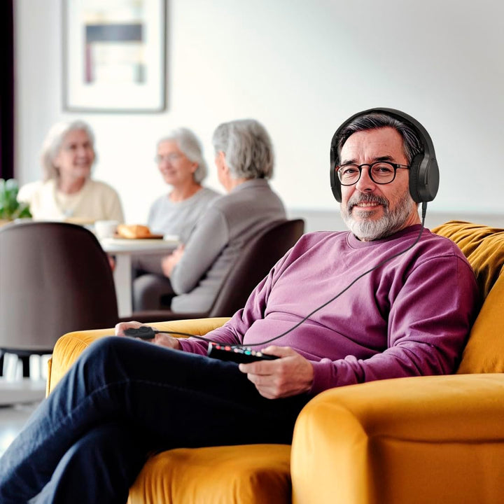 Hama TV Kopfhörer mit Kabel 6 m (verstellbarer Over-Ear Kopfhörer für Fernseher, Kopfhörer mit Lauts