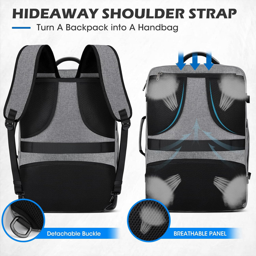 Lubardy Reiserucksack Herren Damen Handgepäck Rucksack Flugzeug Gross Laptop Rucksack 17 Zoll Wasser