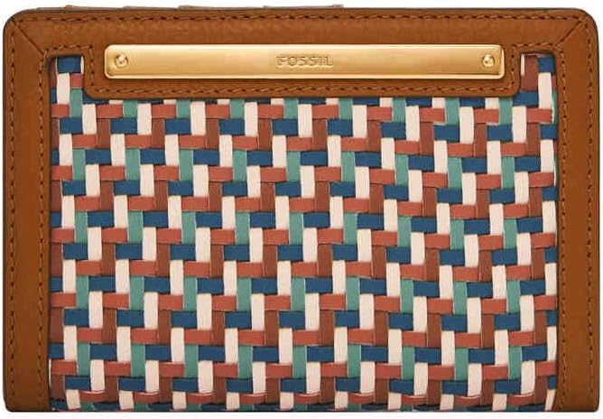 Fossil Liza Portemonnaie aus Leder oder Polyester für Damen Braun Gestreift, Braun Gestreift