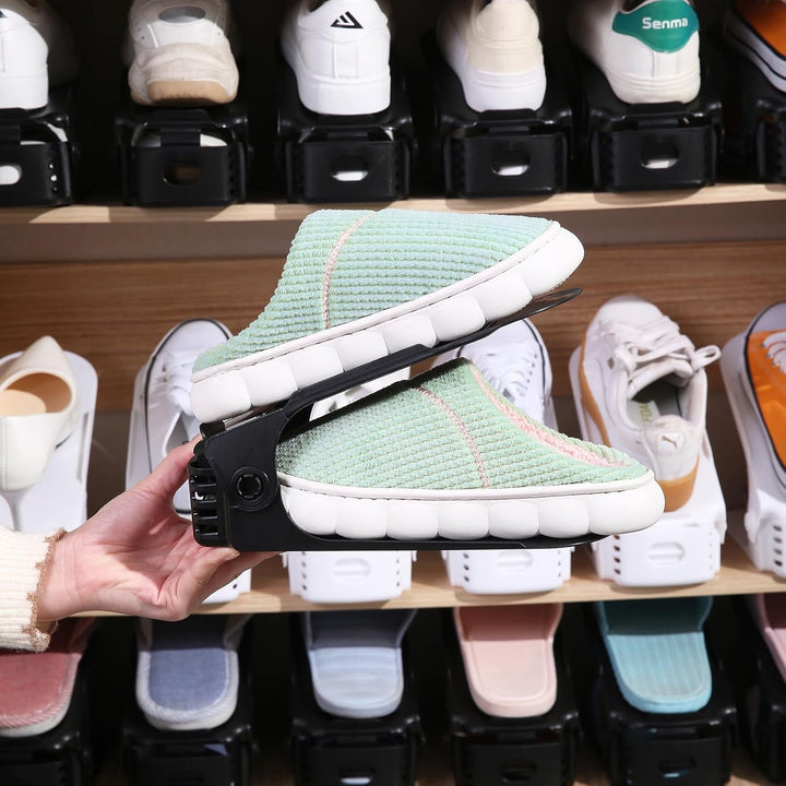 UCAMP Einstellbare Schuhregale,24 Stück Rutschfest Schuhstapler Doppelschicht Schuhhalter Platzspare