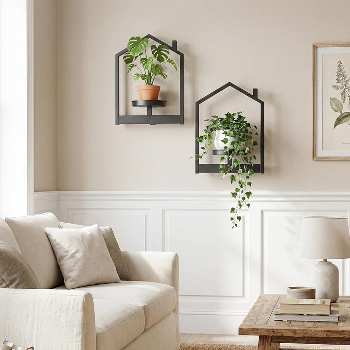 HOOBRO Blumenständer Wandmontage 2 Set, Blumentopf Wand, Wand Blumenständer mit Abnehmbarem Unterset