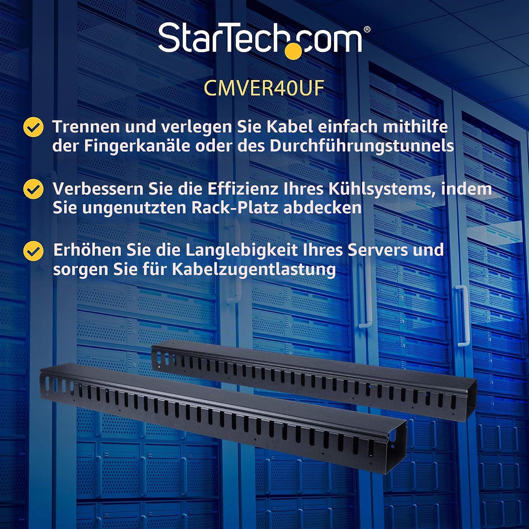 StarTech.com Vertikaler Kabelführungskanal - 1,8 m Kabelführung - Rechenzentrum Kabelkanal - Vertika