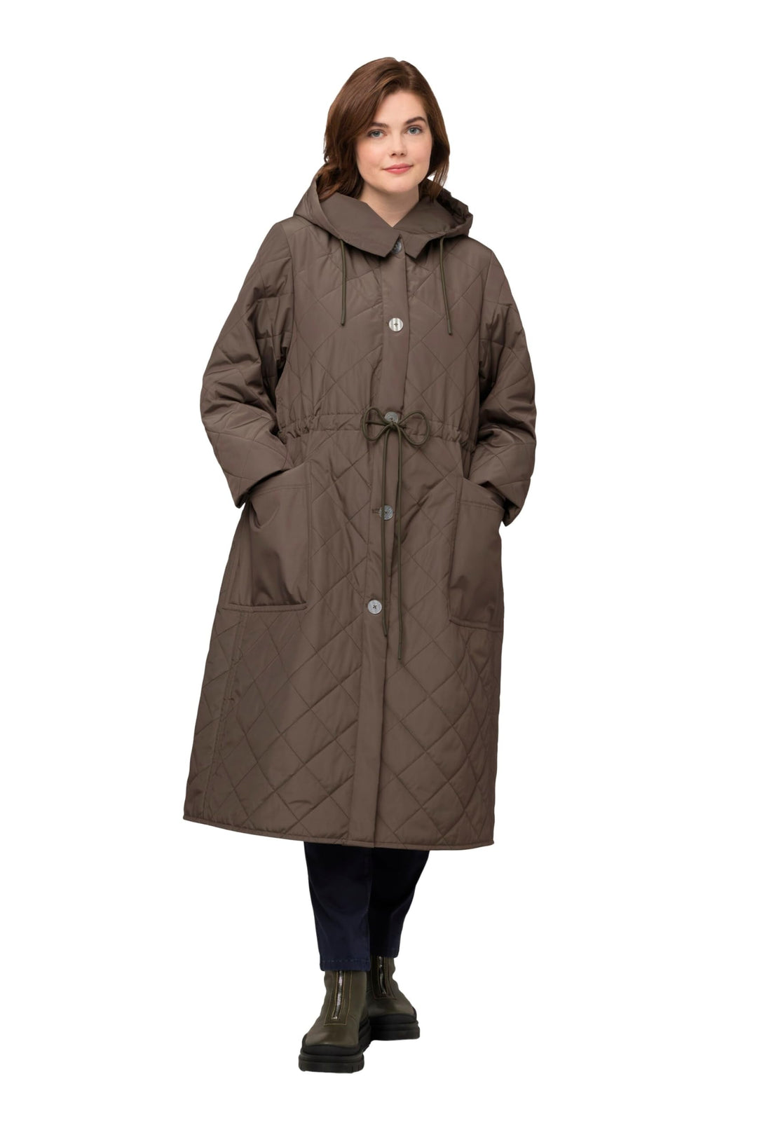 Ulla Popken Damen Light Padded Coat Mäntel 50-52 Moosgrün, 50-52 Moosgrün