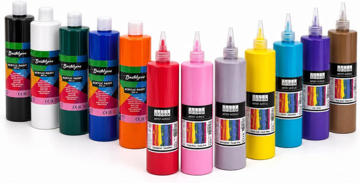ACRYLFARBEN- Farben je 500ml. Hochwertige und deckende Malfarben für Holz, Stein, Leinwand, Malkarto