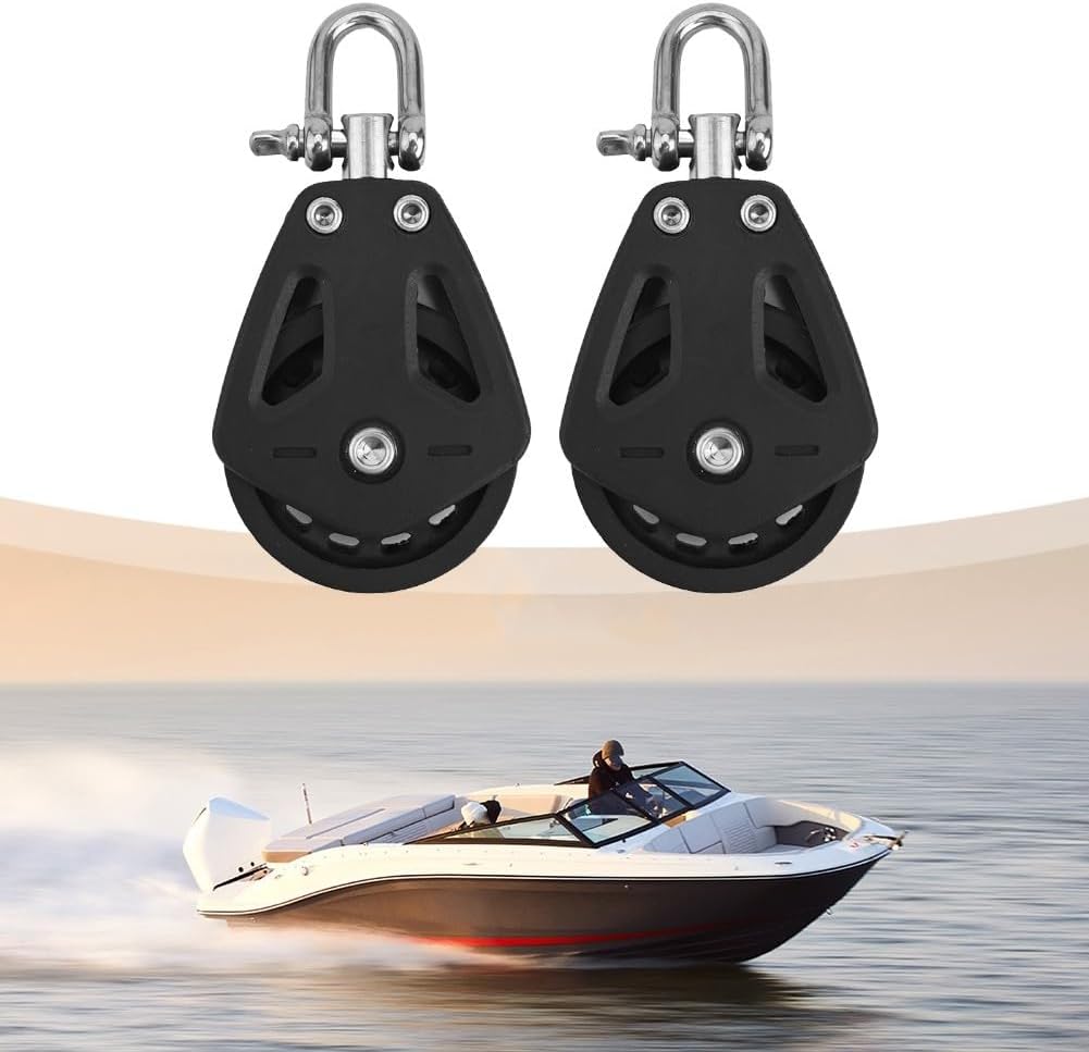 2 x schwerer Seilzugblock, Nylon-Einzelrolle, drehbares Kühlergrill, Segelboot, Marine-Zubehör mit e