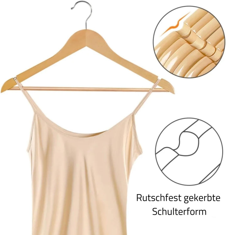 Kleiderbügel Holz 20er Set – Premium Holzbügel aus Massivholz mit Hosensteg, Kerben & 360° Haken für