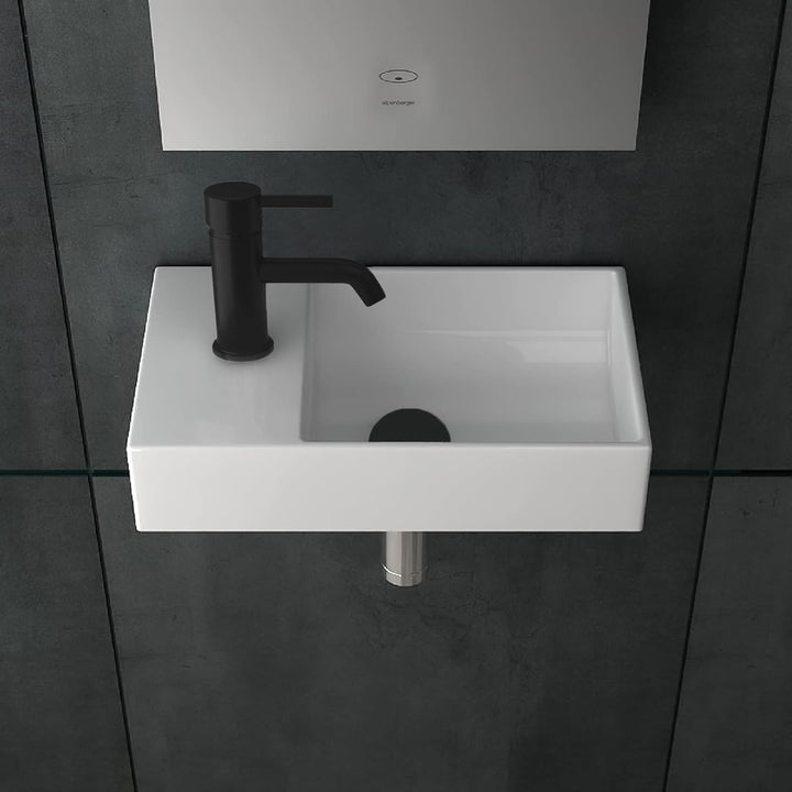 Alpenberger Kleines Waschbecken Eckig | Hängewaschbecken WC | Waschplatz Lösung Klein I Keramik Hand