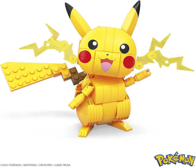 Mega Pokémon Figuren, Medium Pikachu Figur zum Zusammenbauen, Höhe: 10cm, beweglich, kompatibel mit