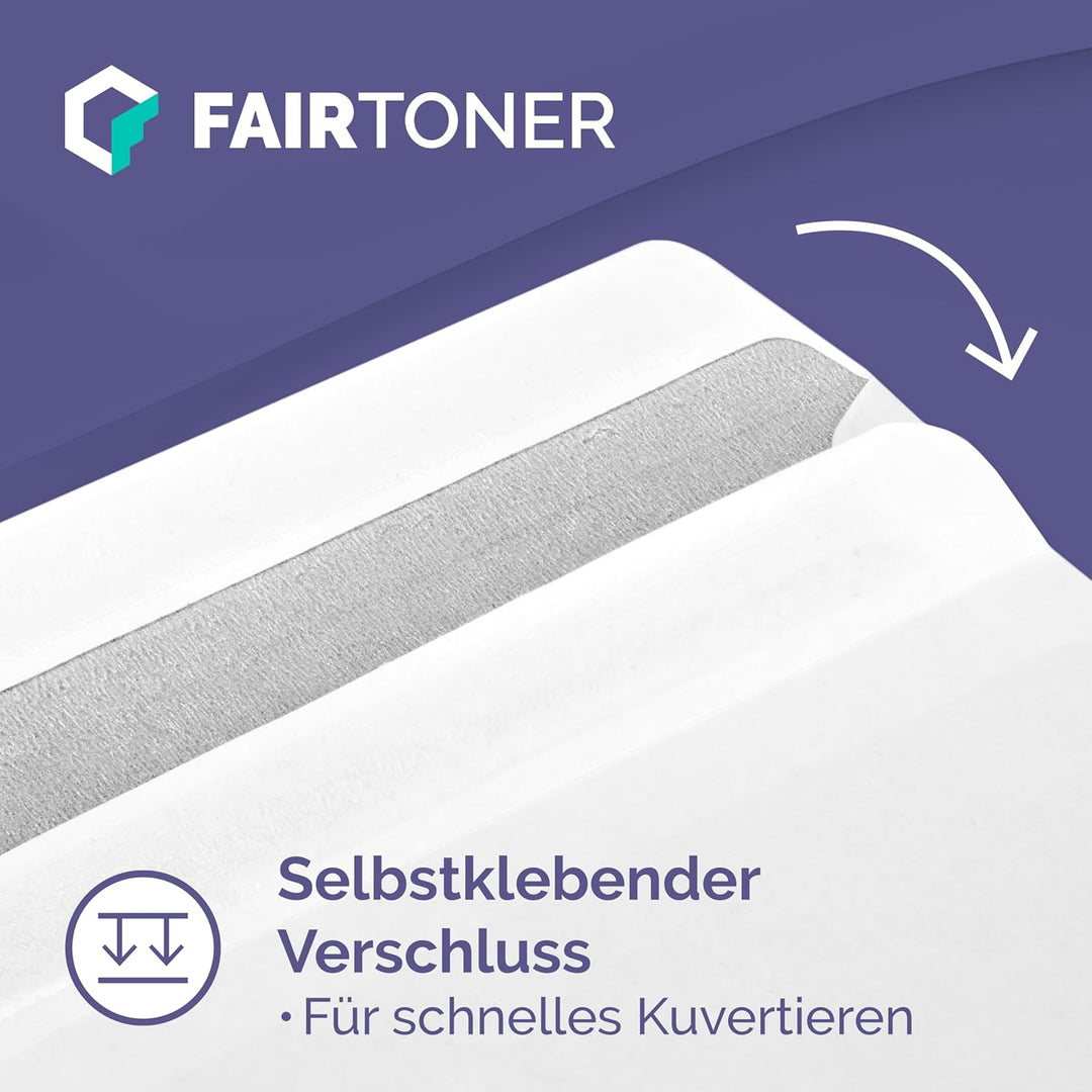 Briefumschläge DIN lang ohne Fenster 75gsm (1.000 Stück) selbstklebend, 22 x 11 cm weiss