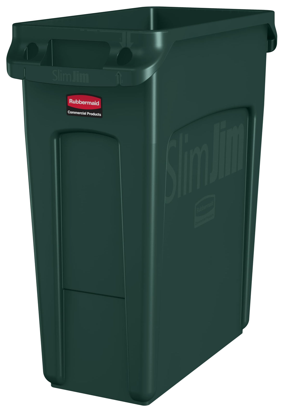 Rubbermaid Commercial Products Vented Slim Jim Rubbish Bin Waste Receptacle, 60 Litres, Green, Plast