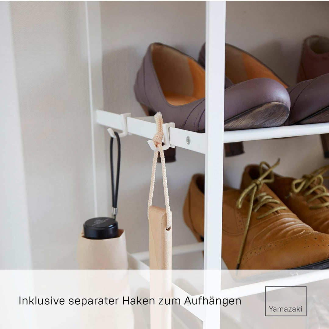 Shoe rack with wood top board - Tower - white Single Weiss, Single Weiss