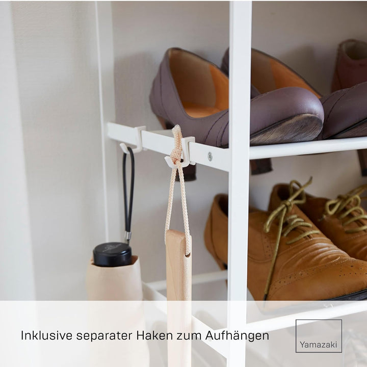 Shoe rack with wood top board - Tower - white Single Weiss, Single Weiss
