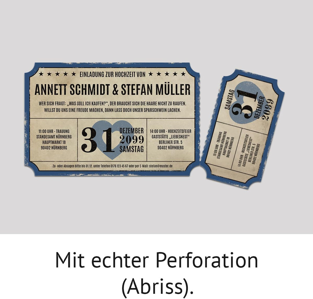 Kartenmachen.de 10 x Lasergeschnittene Foto Hochzeitseinladungen Hochzeitskarten - Retro Vintage Tic