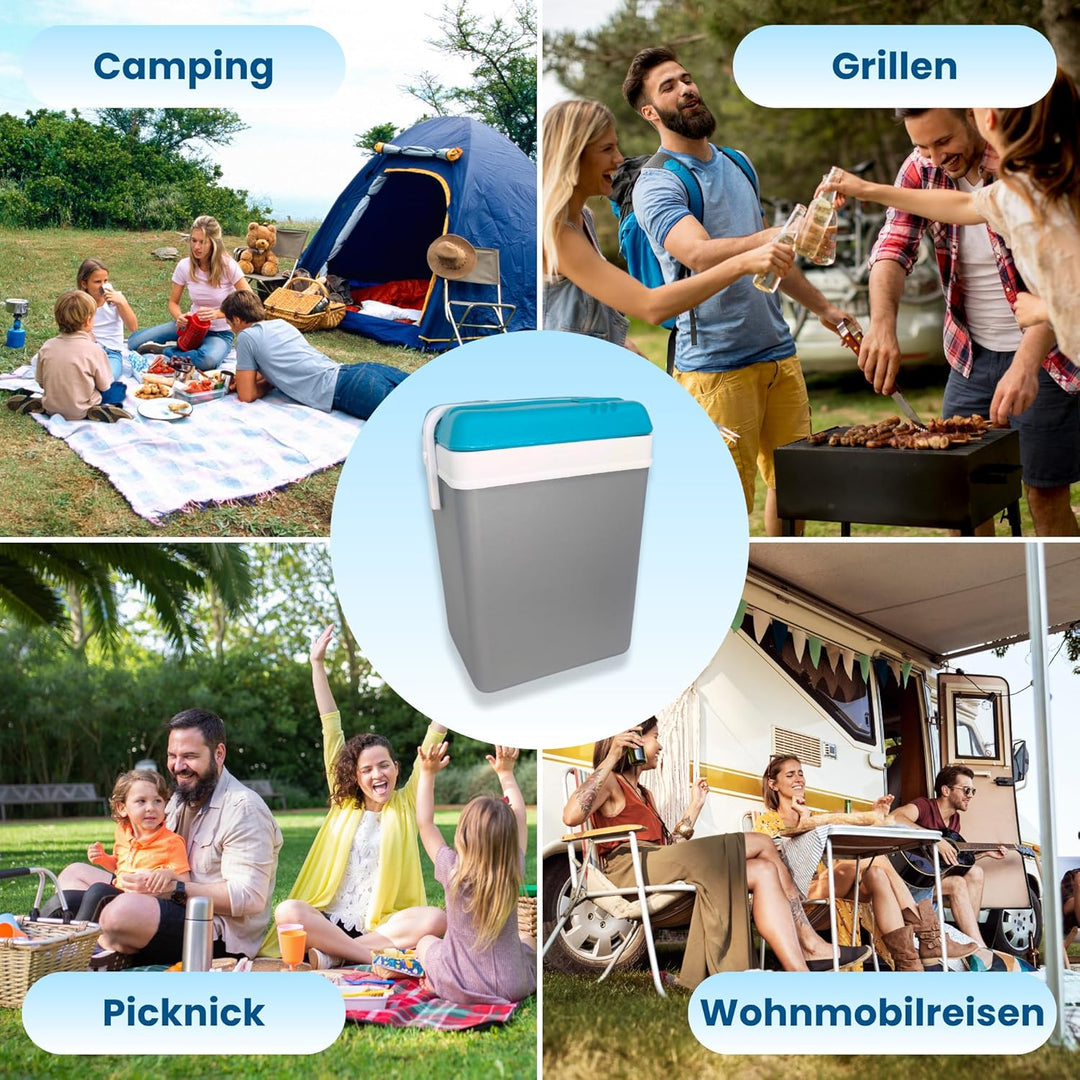 Kühlbox 15L Kompakt Passiv – Eisbox ohne Strom, Tragbare Kühltasche für Camping, Picknick & Strand,