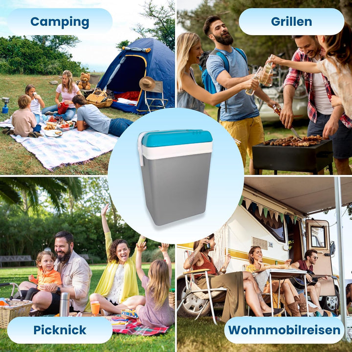 Kühlbox 15L Kompakt Passiv – Eisbox ohne Strom, Tragbare Kühltasche für Camping, Picknick & Strand,