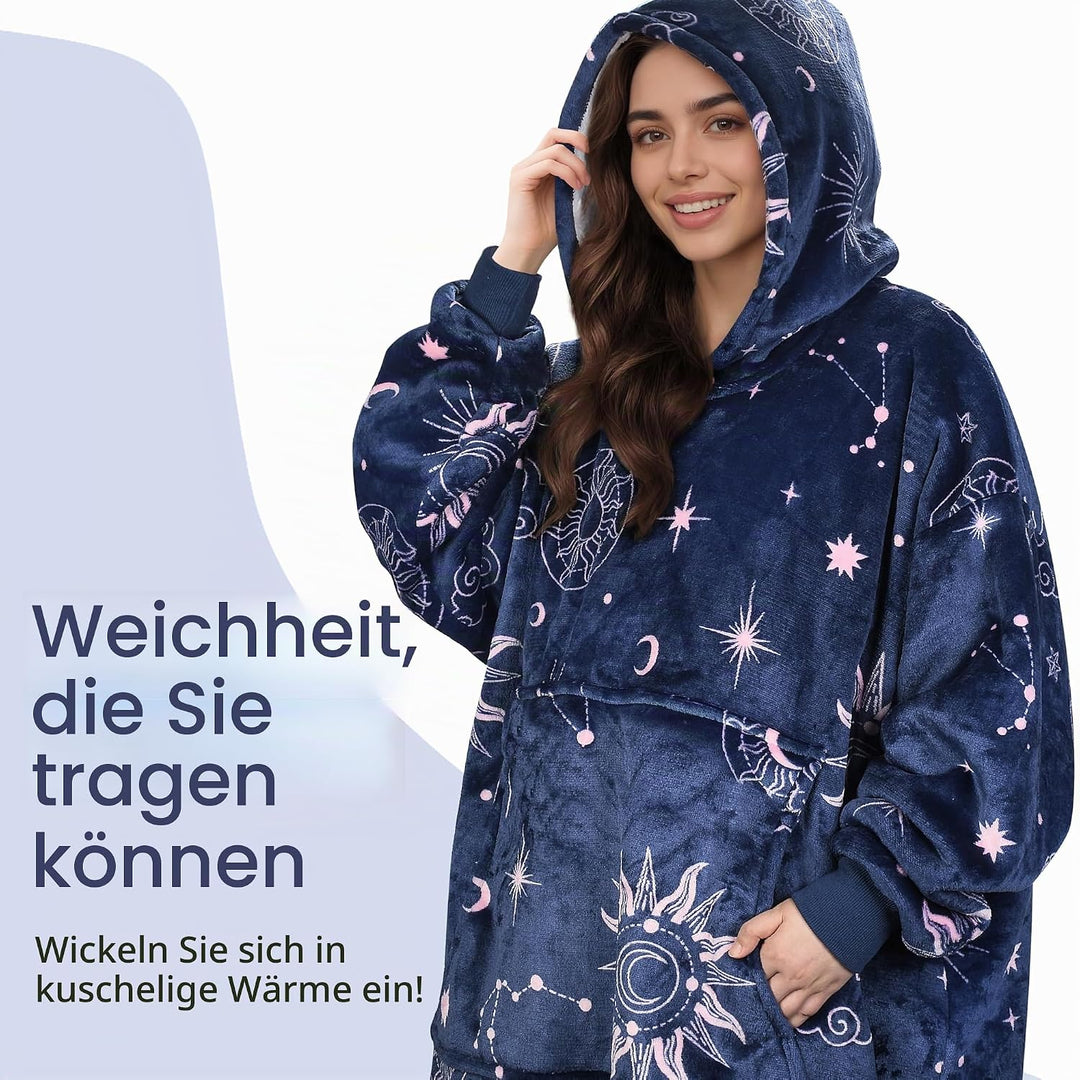 Catalonia Classy Extra Lange Sherpa Hoodie Decke, Flauschige Übergrosse Kuscheldecke mit Ärmeln und