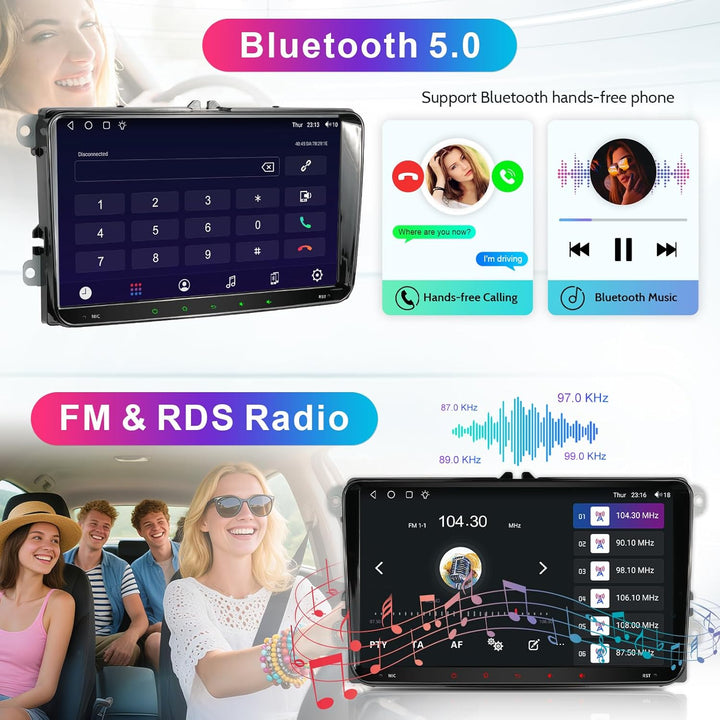 Woibugee 8-Core VW Radio for VW Golf 5 6 Seat Passat Caddy Sharan Tiguan, Wireless Apple CarPlay & A