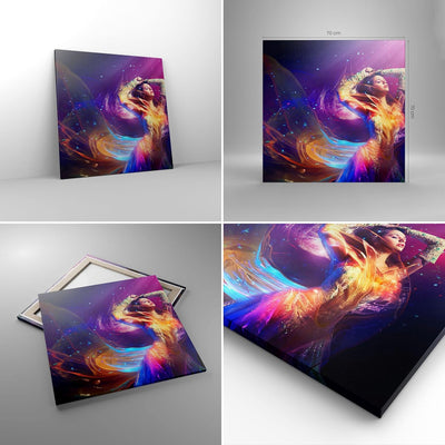 Bilder auf Leinwand 70x70cm Leinwandbild Schönheit Disco Mode Make-up Gross Wanddeko Bild Schlafzimm