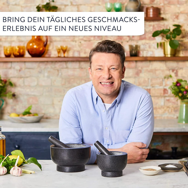 Jamie Oliver by Tefal Mörser und Stössel aus Granit, 14,5 cm Durchmesser, Kräuter und Gewürze zerkle