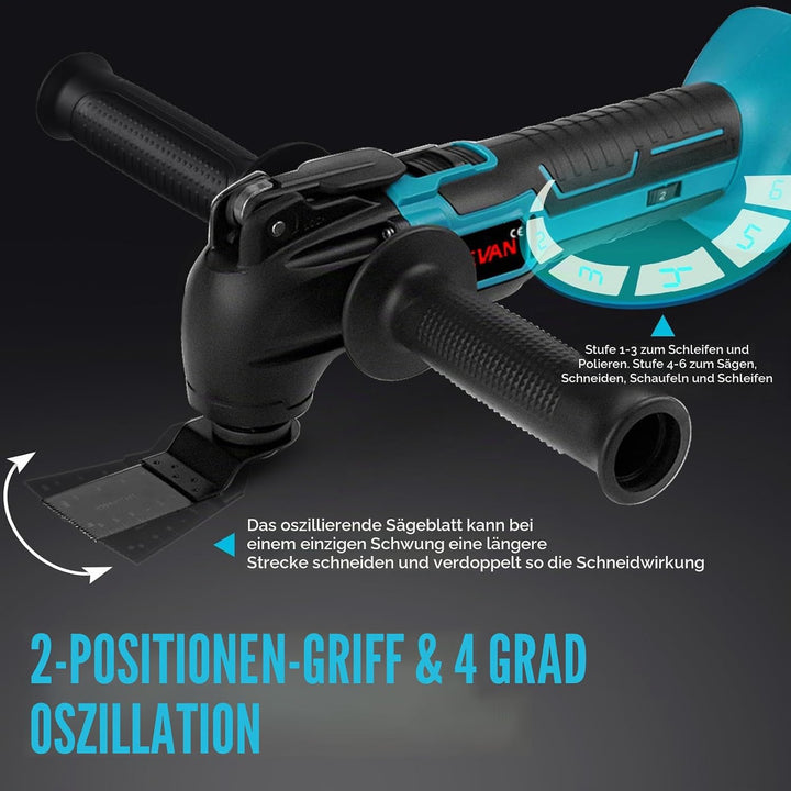 ONEVAN Akku Multifunktionswerkzeug, 2 * 4.0Ah Akkus, Multitool Oszillationswerkzeug, 22 Zubehör, 4°O