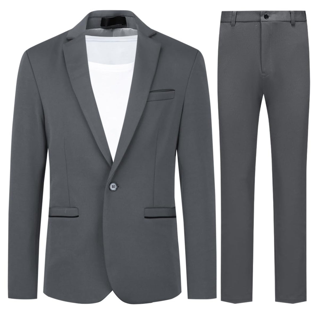 Allthemen Herren Anzug Stretch 2 Teilig Herrenanzug Slim Fit Business Hochzeitsanzug 1 Knopf für Män